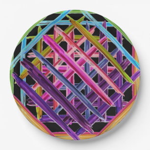 Abstract Painting Colourful Paint Brush Strokes Paper Plate