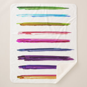 Abstract Painting Colourful Paint Brush Strokes Sherpa Blanket