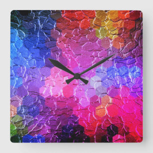 Abstract Painting Dynamic Colourful Square Wall Clock