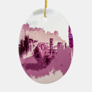 Abstract Painting Edinburgh Capital of Scotland Ceramic Tree Decoration