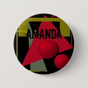 Abstract painting, geometric shapes 6 cm round badge