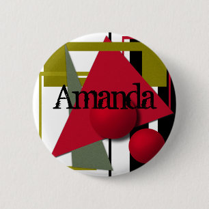 Abstract painting, geometric shapes 6 cm round badge