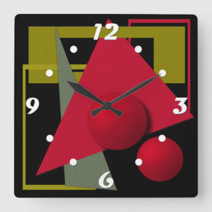 Abstract painting, geometric shapes square wall clock