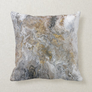 Abstract Painting Gray Black Gold White Artwork Cushion