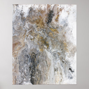 Abstract Painting Gray Black Gold White Artwork Poster