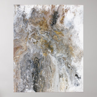 Abstract Painting Gray Black Gold White Artwork Poster