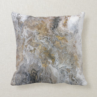 Abstract Painting Grey Black Gold White Artwork Cushion