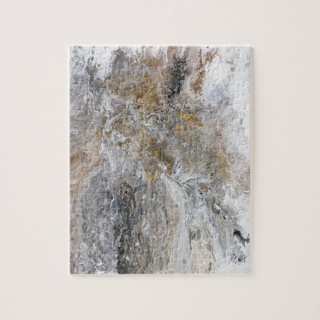 Abstract Painting Grey Black Gold White Artwork Jigsaw Puzzle (Vertical)