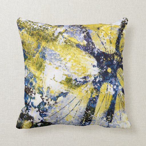 Image of Abstract Painting in blue and yellow, pillow