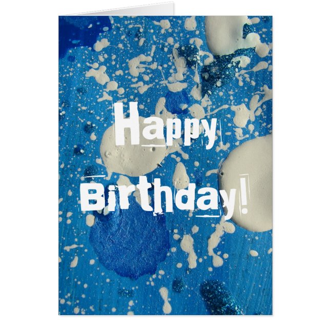 Abstract Painting in Blue & White, Happy Birthday! (Front)