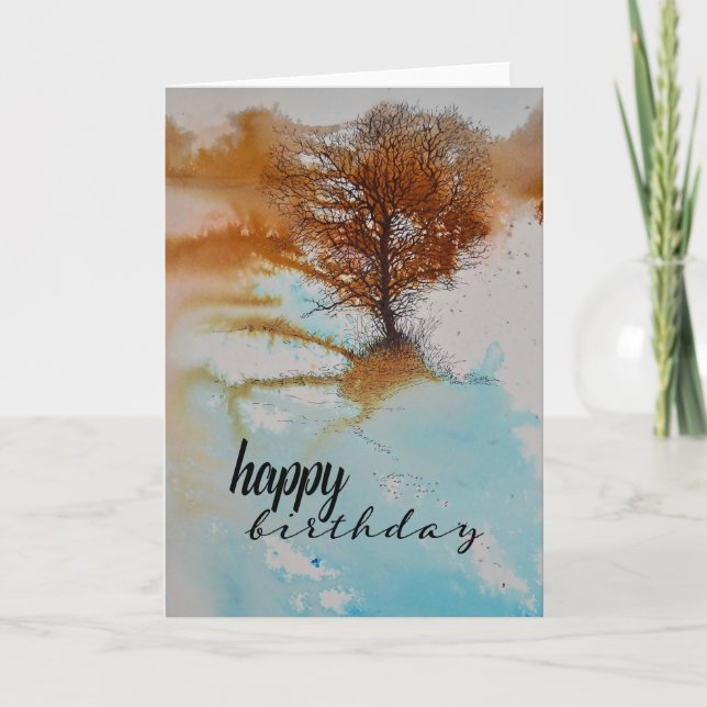 Abstract Painting Landscape Tree Art Birthday Card (Front)