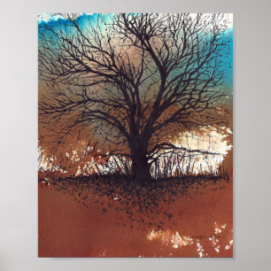 Abstract Painting Landscape Tree Art Poster