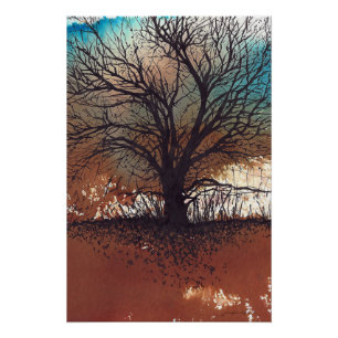 Abstract Painting Landscape Watercolor Ink Art Poster