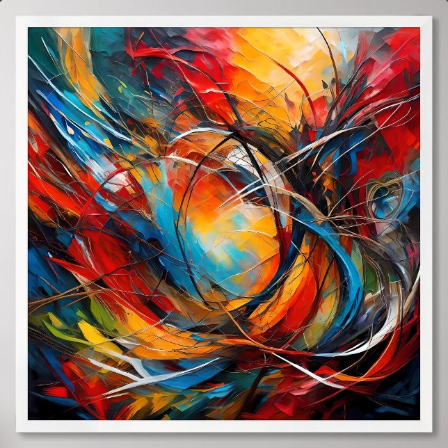 abstract painting lost in forest looking way home poster (abstract painting lost in forest looking way home)