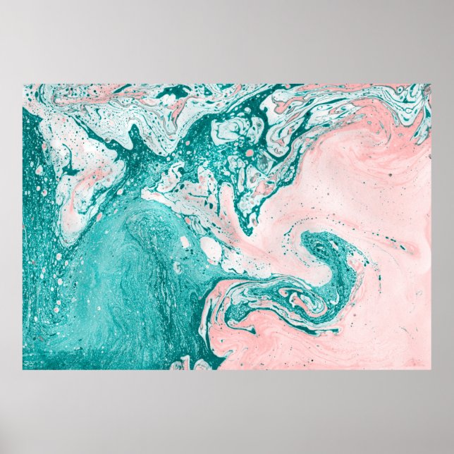 Abstract painting. Modern artwork. Marble effect p Poster (Front)
