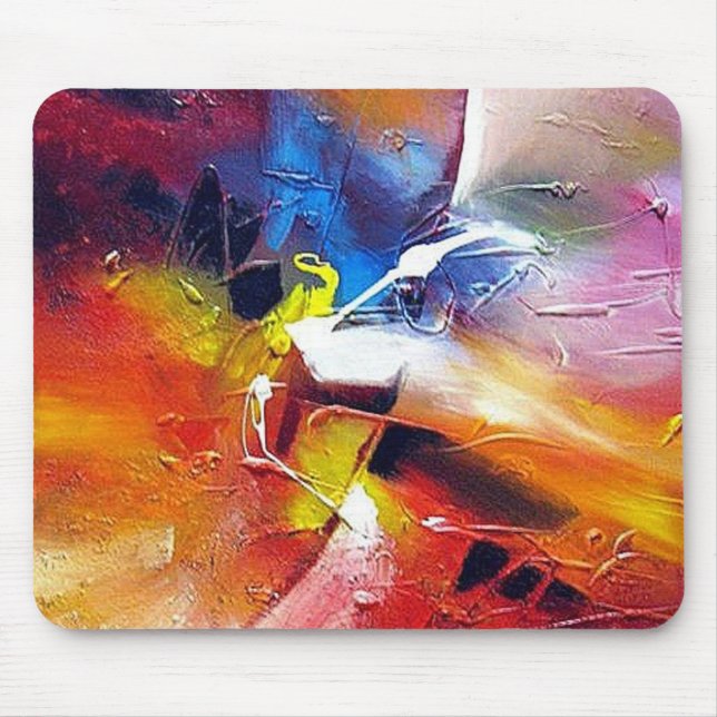 Abstract Painting Modern Expressionist Red Yellow Mouse Mat (Front)