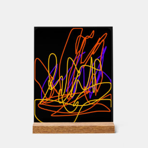 Abstract painting neon on acrylic original art sign