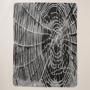 Abstract Painting Of A Grey White Cobweb On Black Sherpa Blanket