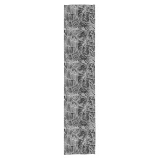 Abstract Painting Of A Grey White Cobweb On Black Short Table Runner