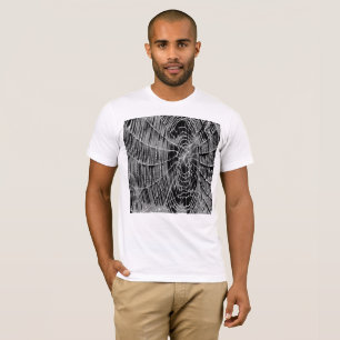 Abstract Painting Of A Grey White Cobweb On Black T-Shirt
