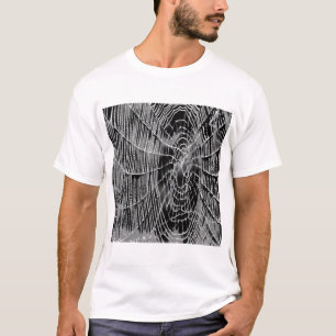 Abstract Painting Of A Grey White Cobweb On Black T-Shirt