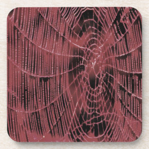 Abstract Painting Of A Magenta Pink Cobweb Coaster
