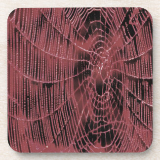 Abstract Painting Of A Magenta Pink Cobweb Coaster