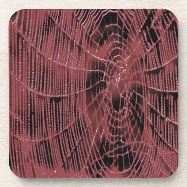 Abstract Painting Of A Magenta Pink Cobweb Coaster (Front)