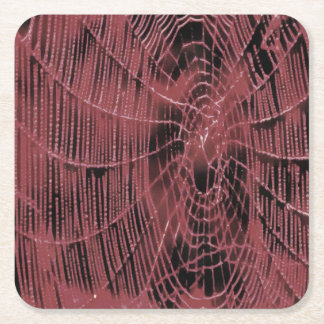 Abstract Painting Of A Magenta Pink Cobweb Square Paper Coaster