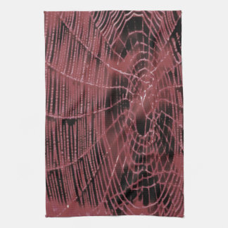 Abstract Painting Of A Magenta Pink Cobweb Tea Towel