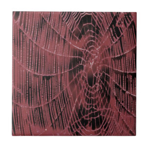 Abstract Painting Of A Magenta Pink Cobweb Tile