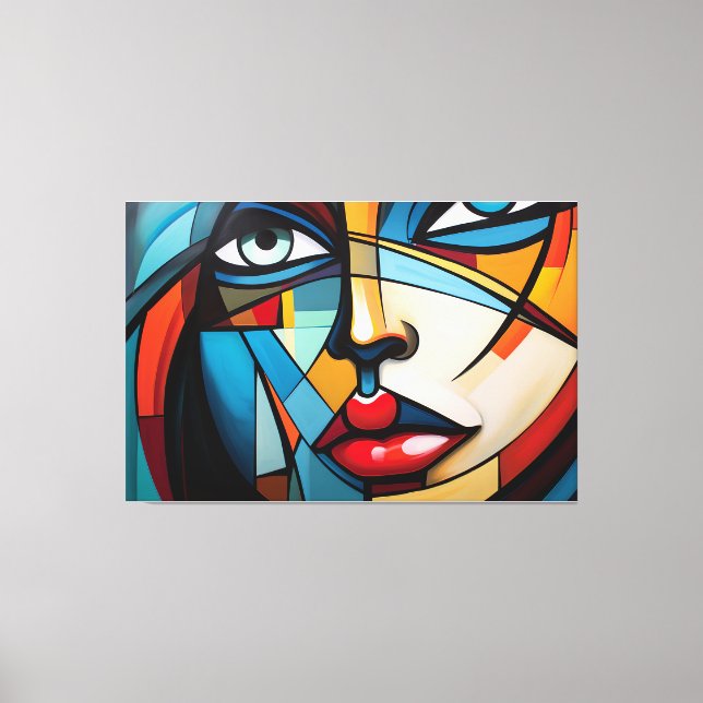 Abstract painting of a woman's face canvas print (Front)