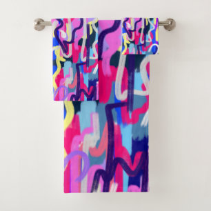 Abstract Painting of Shapes and Colours Bath Towel Set