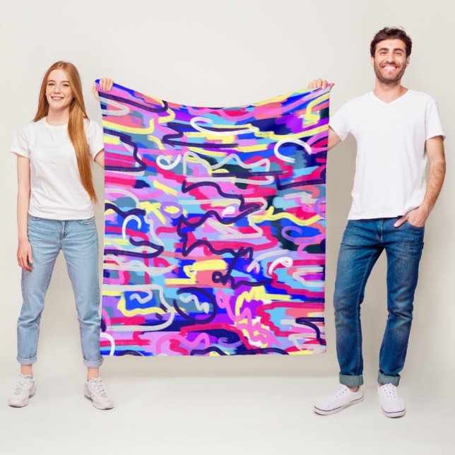 Abstract Painting of Shapes and Colours  Fleece Blanket (In Situ)