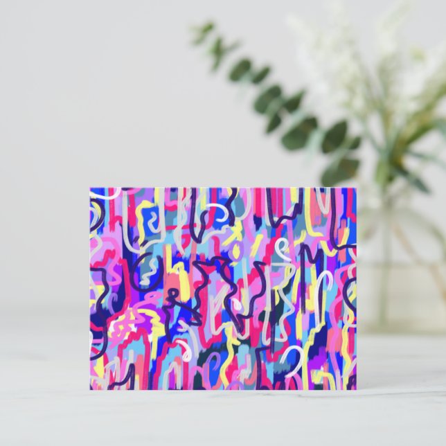Abstract Painting of Shapes and Colours  Postcard (Standing Front)