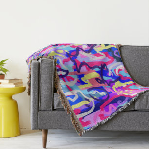Abstract Painting of Shapes and Colours Throw Blanket