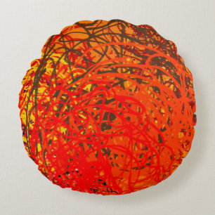 Abstract painting on canvas. Hand made art. Colorf Round Cushion