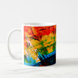 Abstract painting on concrete wall. illustration. coffee mug