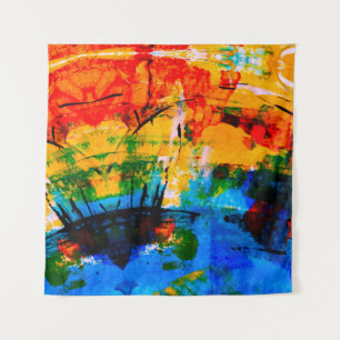 Abstract painting on concrete wall. illustration.  tapestry