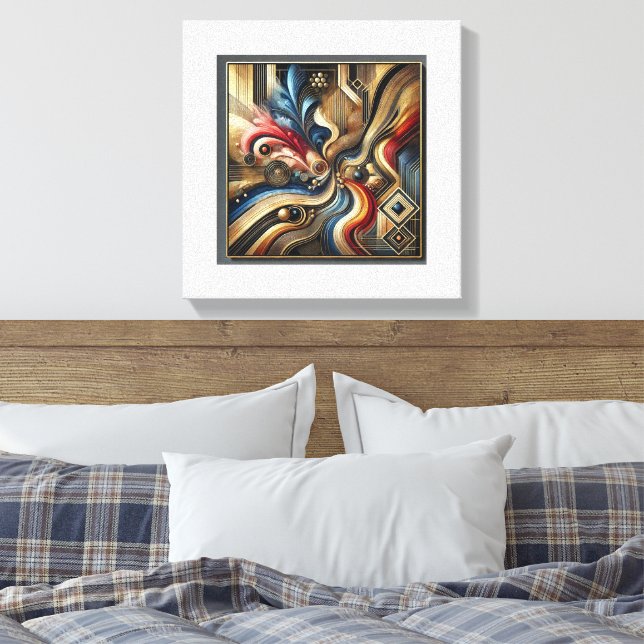 Abstract Painting on Premium Wrapped Canvas. Canvas Print (Insitu(Bedroom))