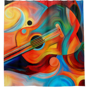 Abstract painting on the subject of music and rhyt shower curtain