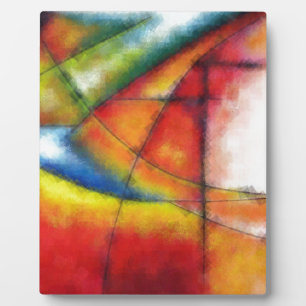 abstract painting red yellow green blue plaque