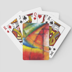 abstract painting red yellow green blue playing cards
