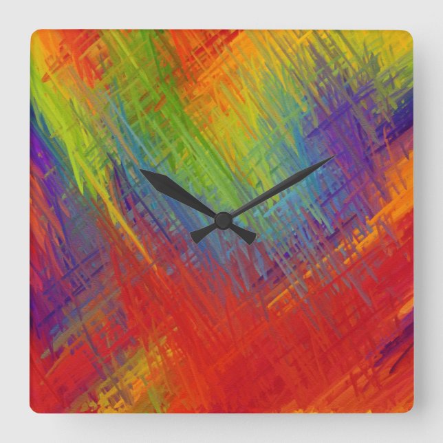 Abstract Painting | Retro Colourful 18 Square Wall Clock (Front)