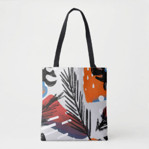 Abstract painting seamless pattern with ink elemen tote bag