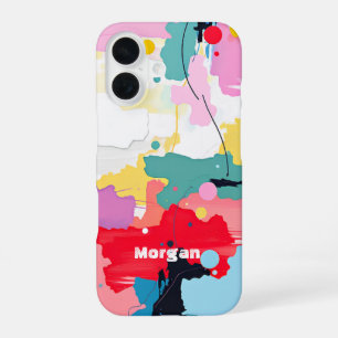 Abstract Painting Spatters/Drips, Name iPhone 16 Case