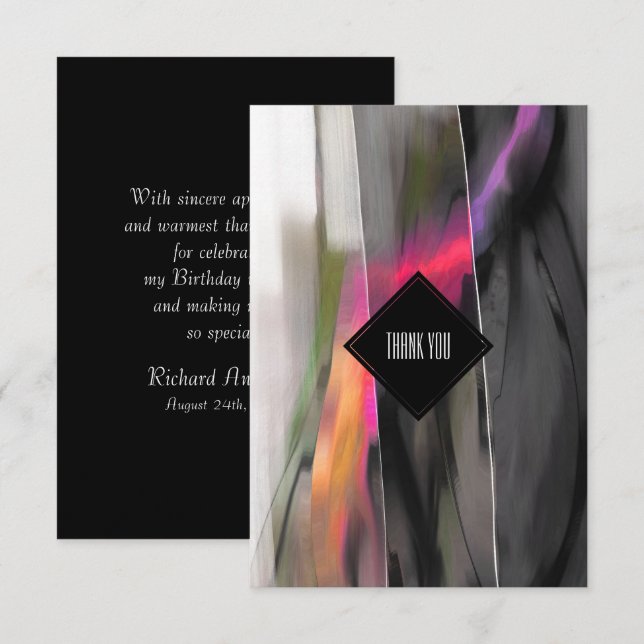 Abstract Painting Thank You Birthday Card (Front/Back)