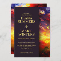 Abstract painting with a colourful sky. Wedding