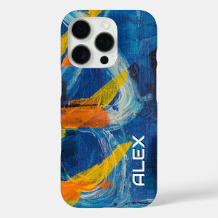 Abstract Painting with Blue Yellow and Orange iPhone 16 Pro Case