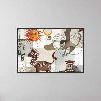 Abstract painting with ethnic elements canvas print